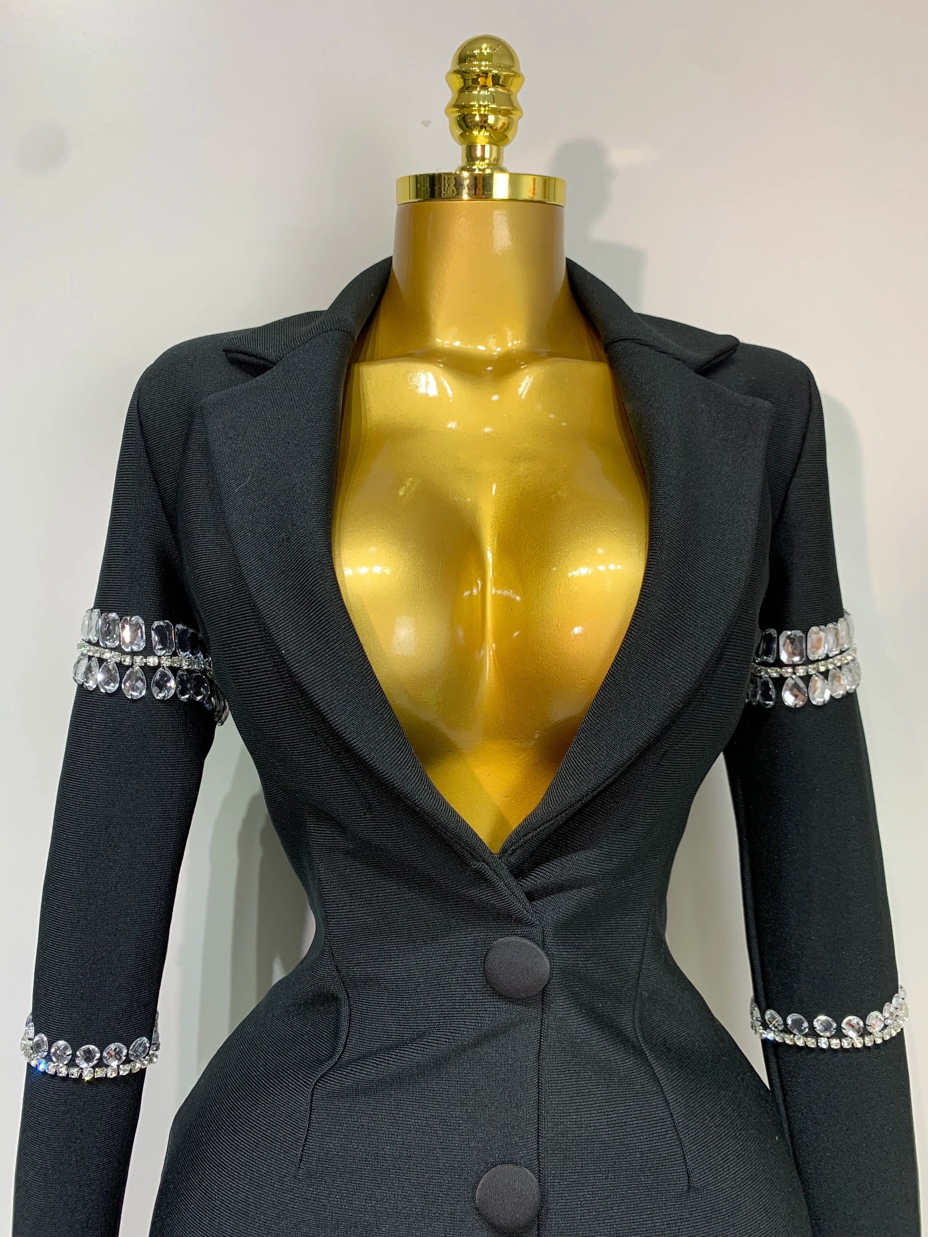 Women Sexy Long Sleeve V Neck Beading Rhinestone Mini Bodycon Bandage Dress 2025 Celebrity  Elegant Evening Party Birthday Dress