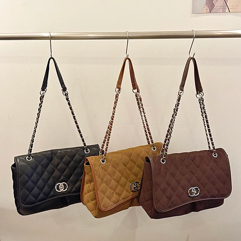 Retro Suede Leather Shoulder Bags for Women 2025 New Winter Underarm Bag Single Shoulder Crossbody Bag Fashion Handheld Bag