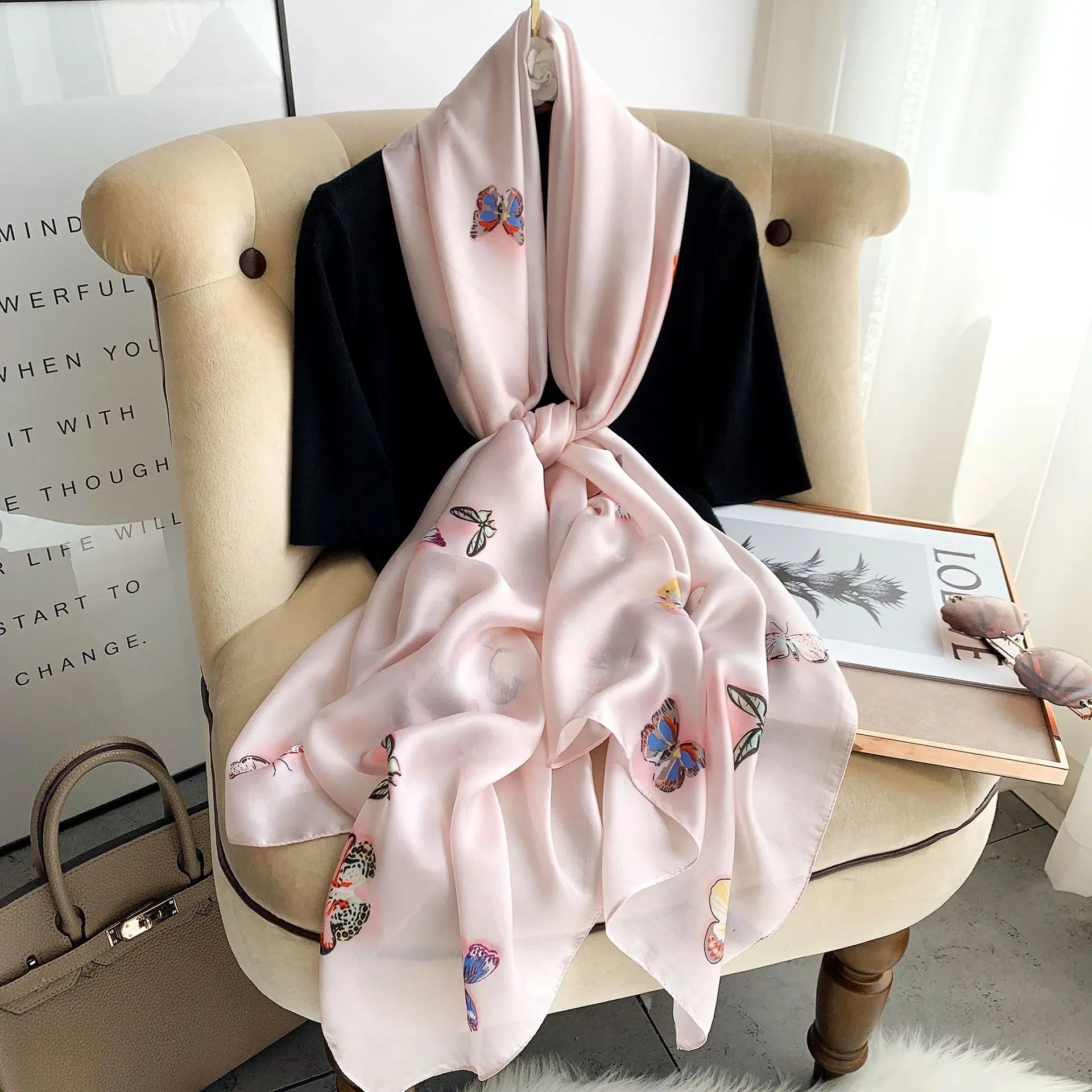 180*90cm Luxury Brand Spring Summer Autumn Women Clothing New Fashion Color matching printed silk scarf lady popular turba 54 180cmx90cm