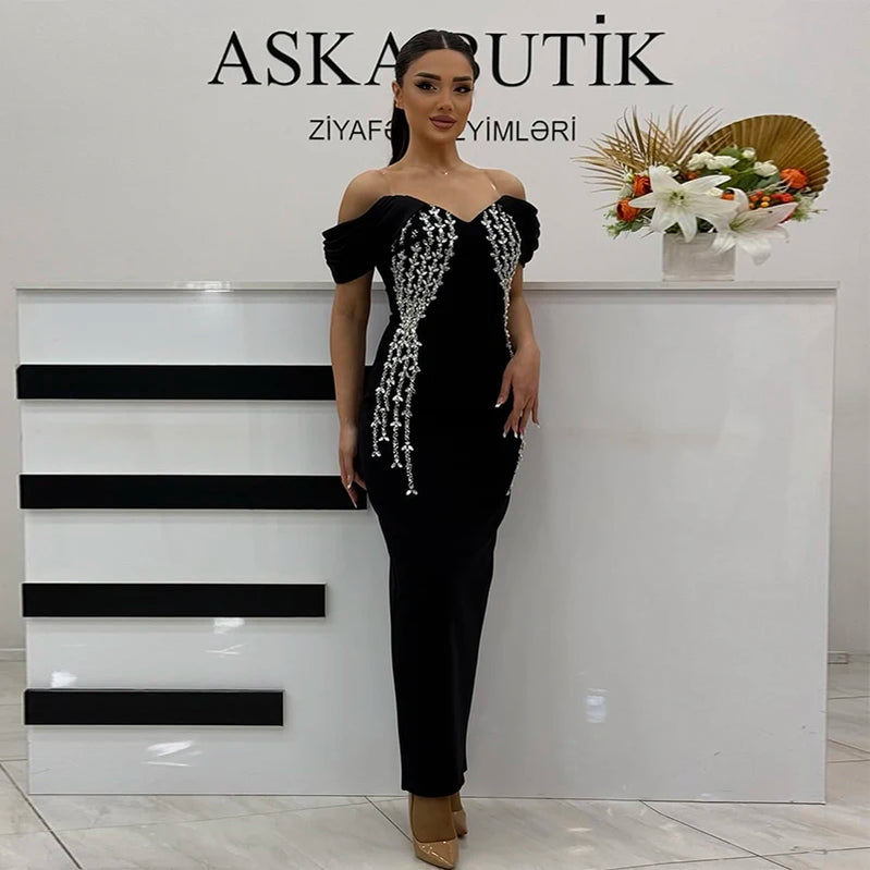 Top Quality Shinning Crystal Women Sexy Short Sleeve V-Neck Bodycon Bandage Long Dress Elegant Evening Party Celebrate Outfit