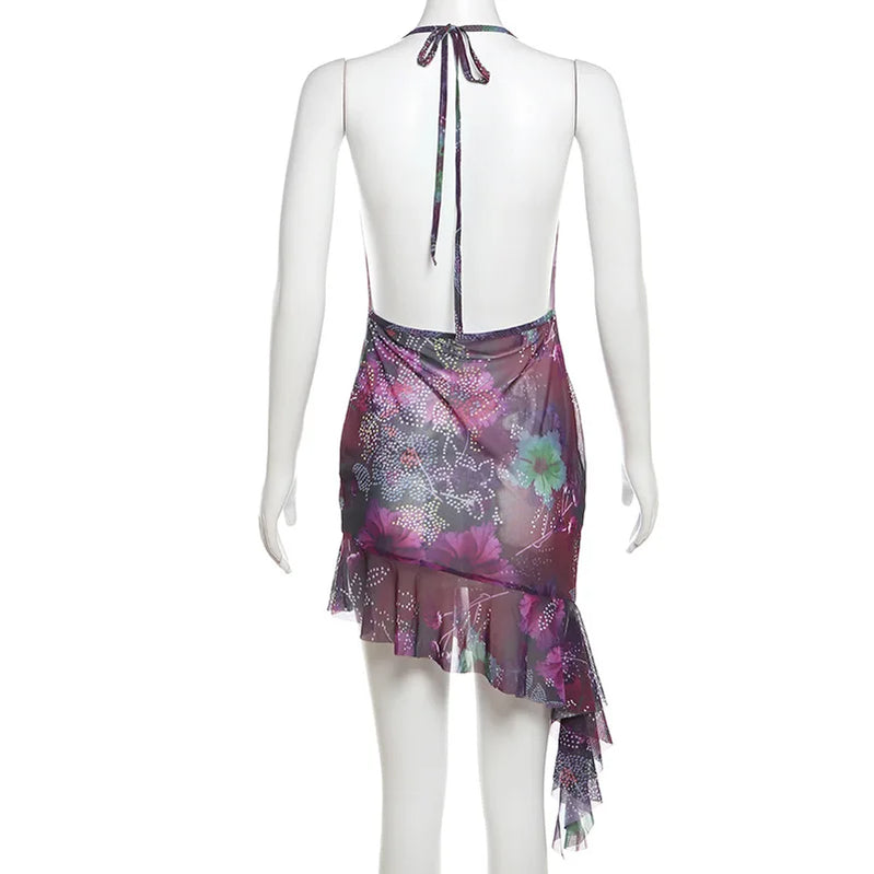 Women's Floral Dresses High Waist Skirts Printed Off-Shoulder Skirts Elegant Luxurious Club Outfits Seaside Vacation Skirts