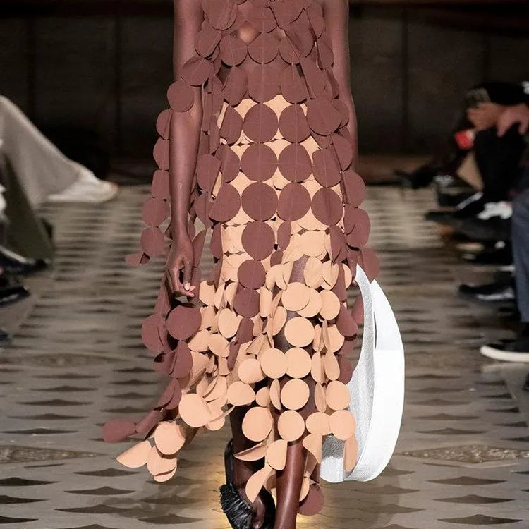 Solid Backless Dresses For Women O Neck Sleeveless Patchwork Lace Up Temperament Slimming Dress Female Fashion New