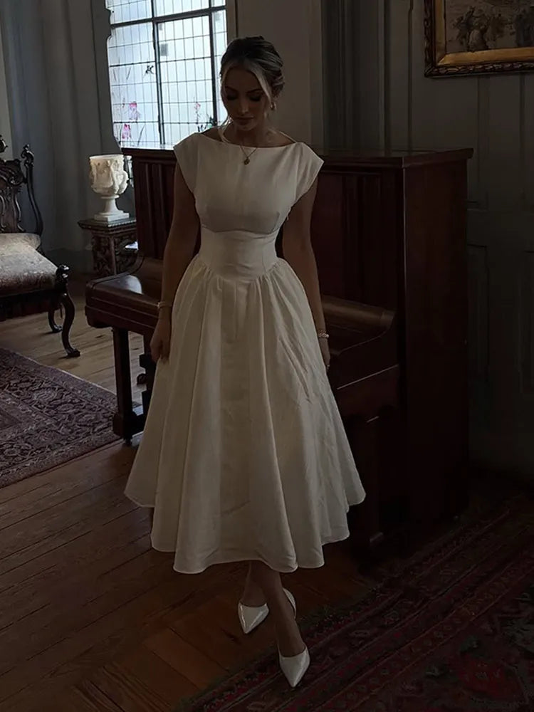 Elegant V Neck Green Long Dresses Women Fashion High Waist A-line Halter Midi Vestidos New Summer Lady Evening Party Dress 2025