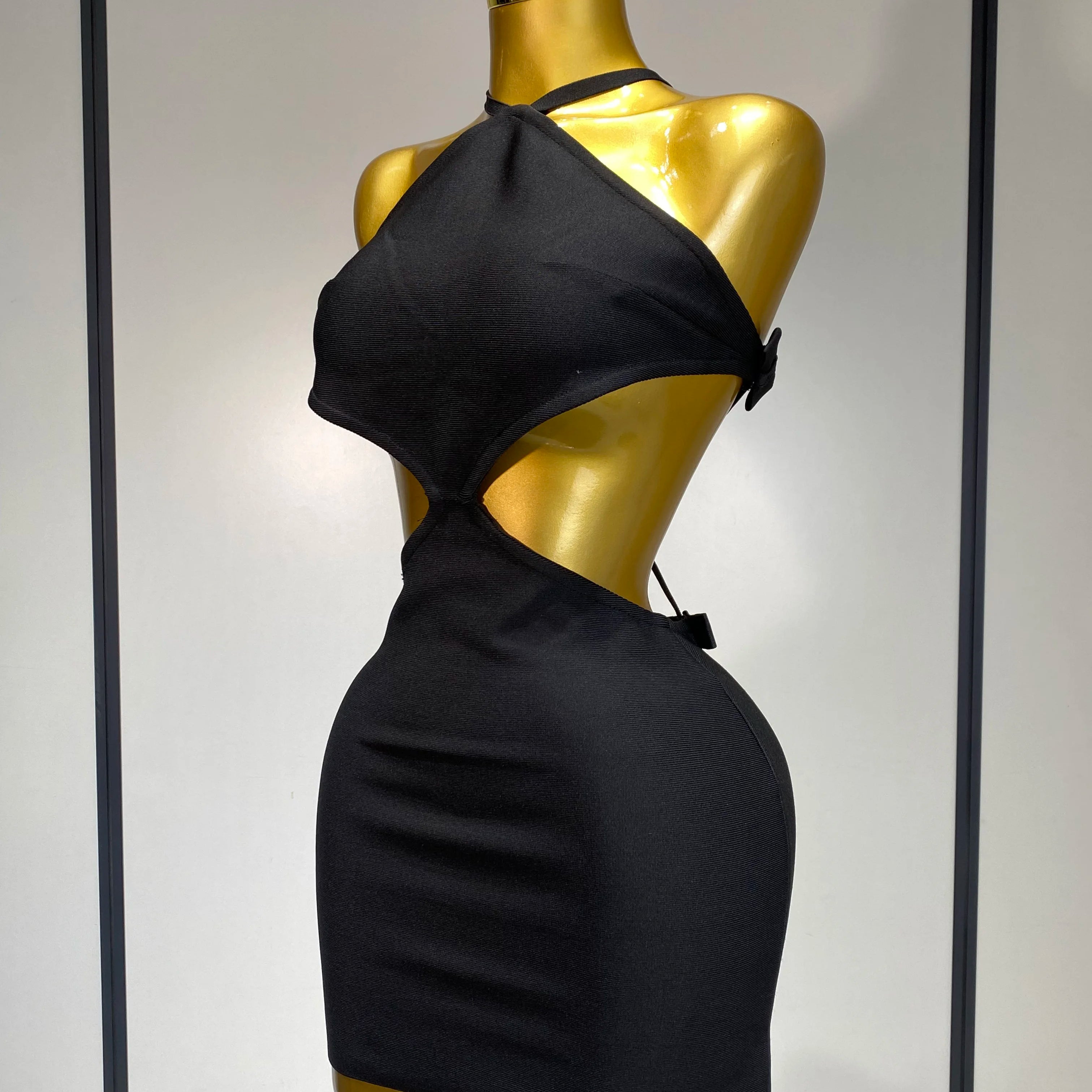 Women Sexy Backless Black Cut Out Bow Tie Bodycon Bandage Dress 2025 Celebirty Elegant Evening Party Luxury Birthday Dresses