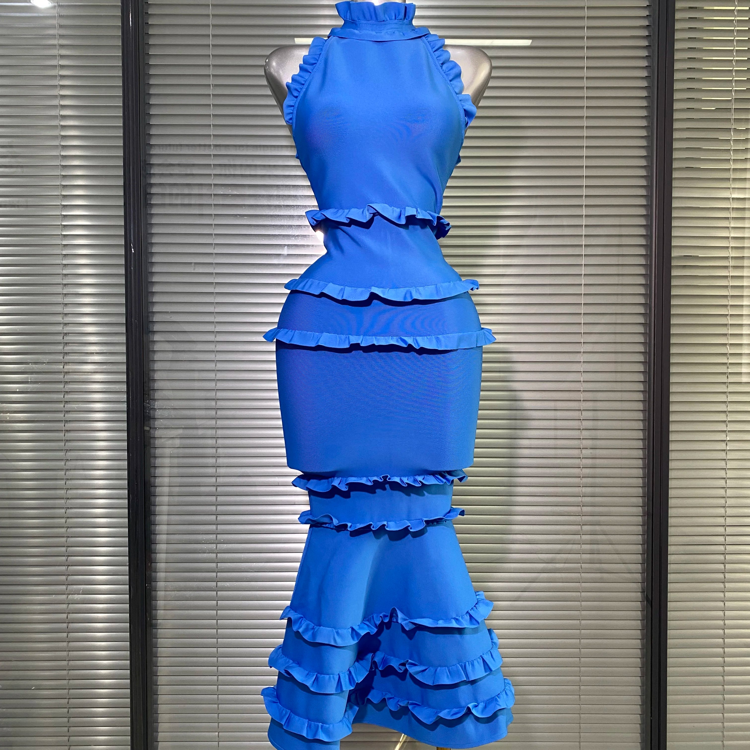 Summer New 2025 Sexy Women Tank White Bandage Dress Celebrity Knitted Elegant High Street Trumpet Bodycon Party Maxi Dress