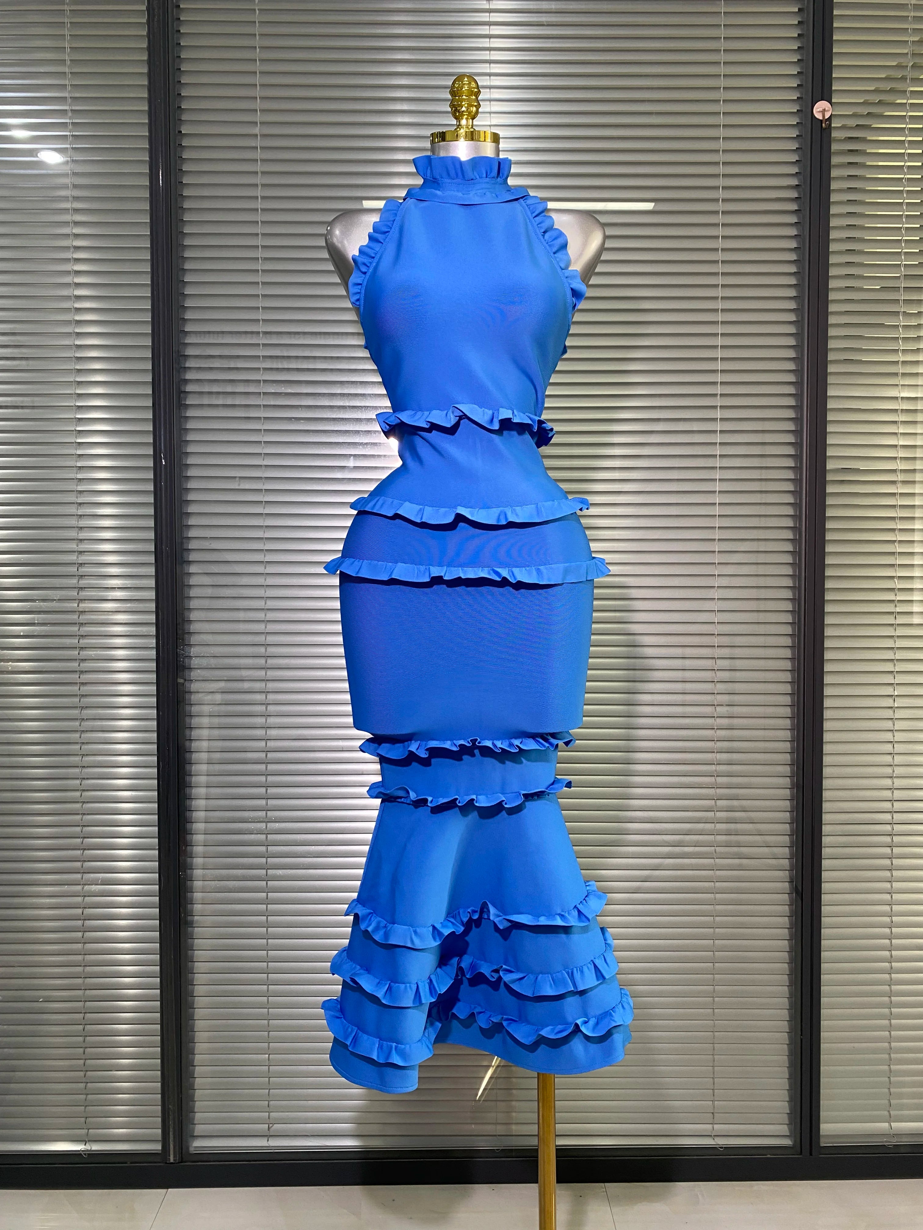 Summer New 2025 Sexy Women Tank White Bandage Dress Celebrity Knitted Elegant High Street Trumpet Bodycon Party Maxi Dress