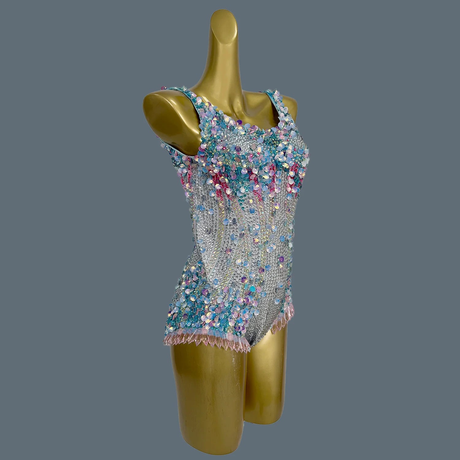 Women Sexy Stage Rhinestones Sequins Leotard Evening Birthday Celebrate Bodysuit Costume Performance Photo Shoot Outfit Meimei