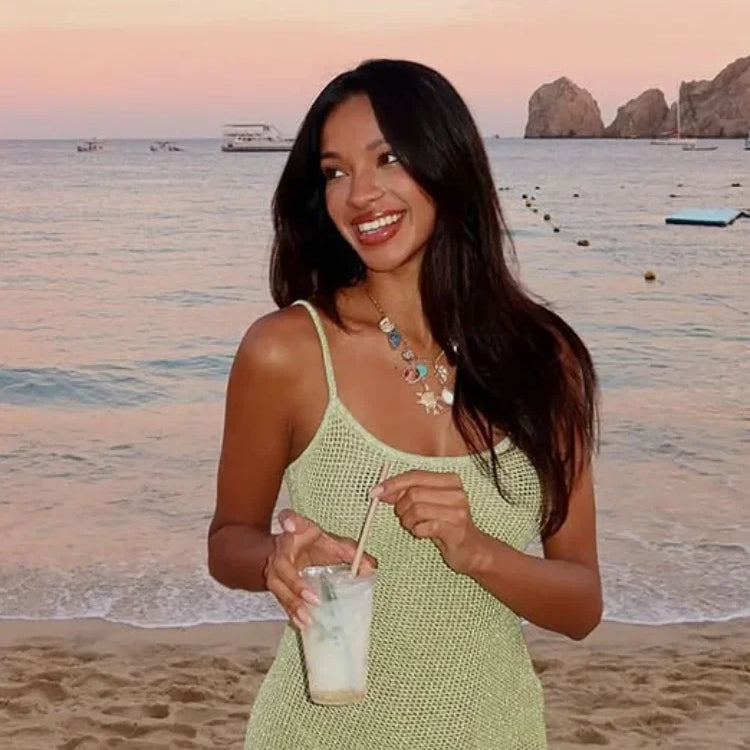 Sexy Solid U Neck Slim Fit Spaghetti Strap Mini Dress Chic Sleeveless Tassel Patchwork Vestidos New Lady Cocktail Party Dresses