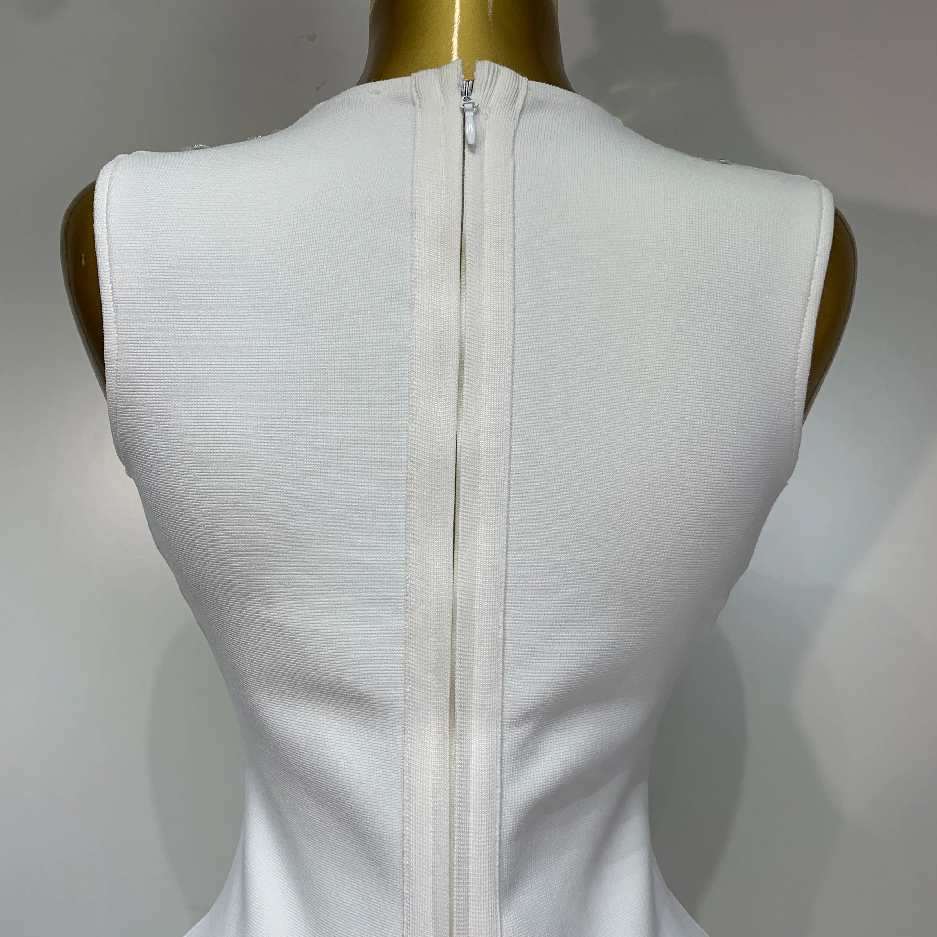 Women 2025 Sexy V Neck Cut Out Short Bandage Dress Silver Sequin White Elegant Luxury Birthday Party Club Wedding Vestidos