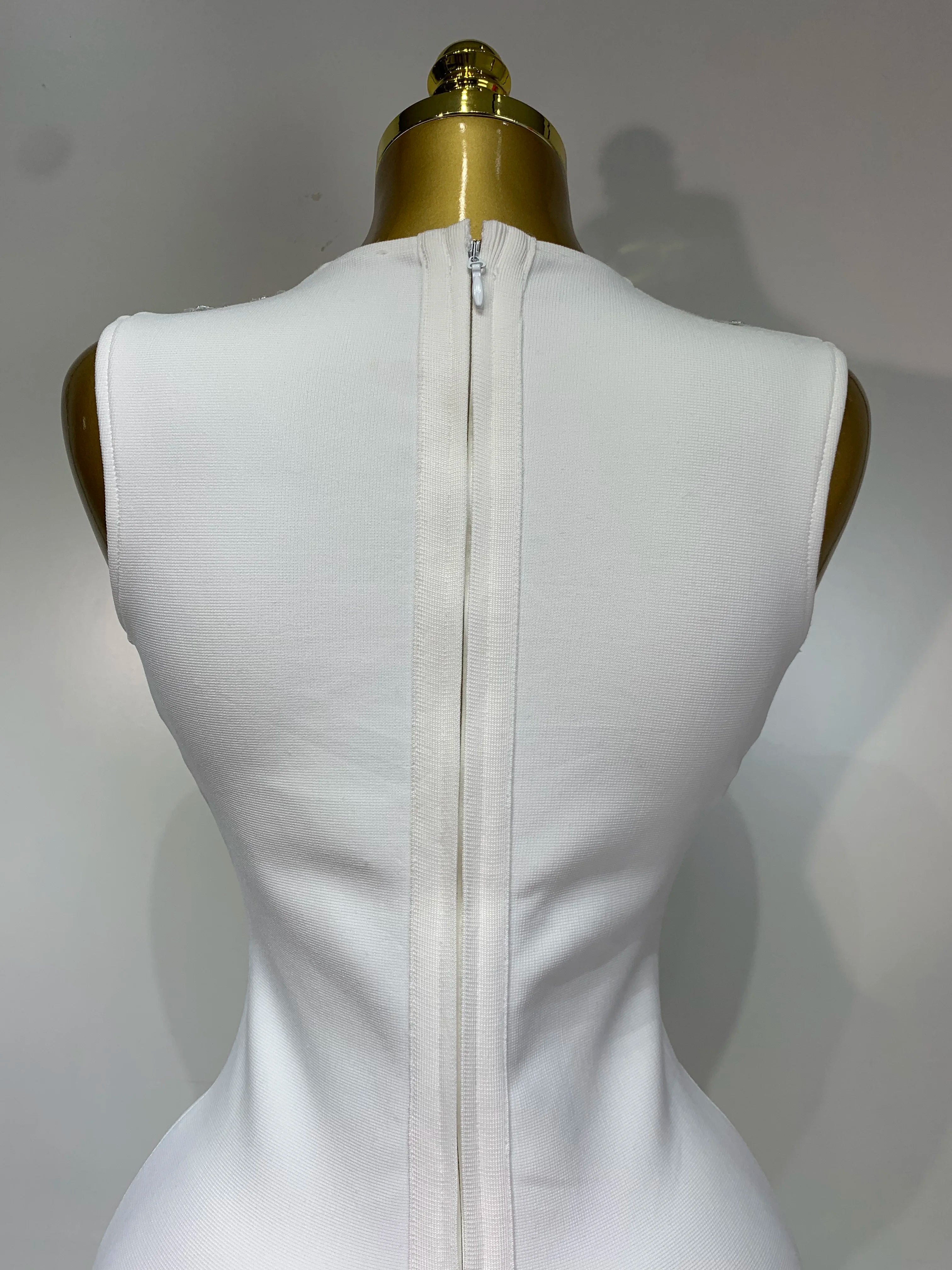 Women 2025 Sexy V Neck Cut Out Short Bandage Dress Silver Sequin White Elegant Luxury Birthday Party Club Wedding Vestidos