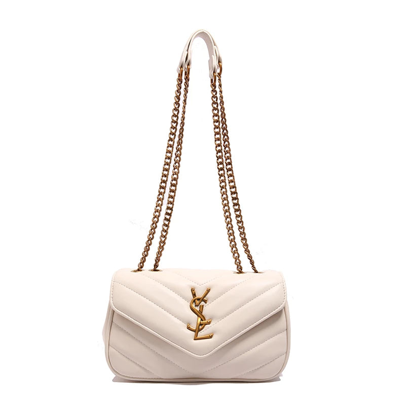 Classic design PU leather chain strap crossbody bag, fashionable women's zipper shoulder bag, casual travel women's bag