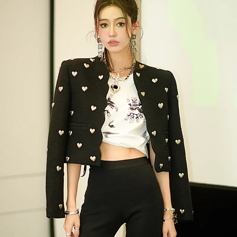 Fashion Brand Tweed Jackets for Women 2024 Designer O-Neck Long Sleeve Wool Coats Autumn Winter Outwear Vintage Korean