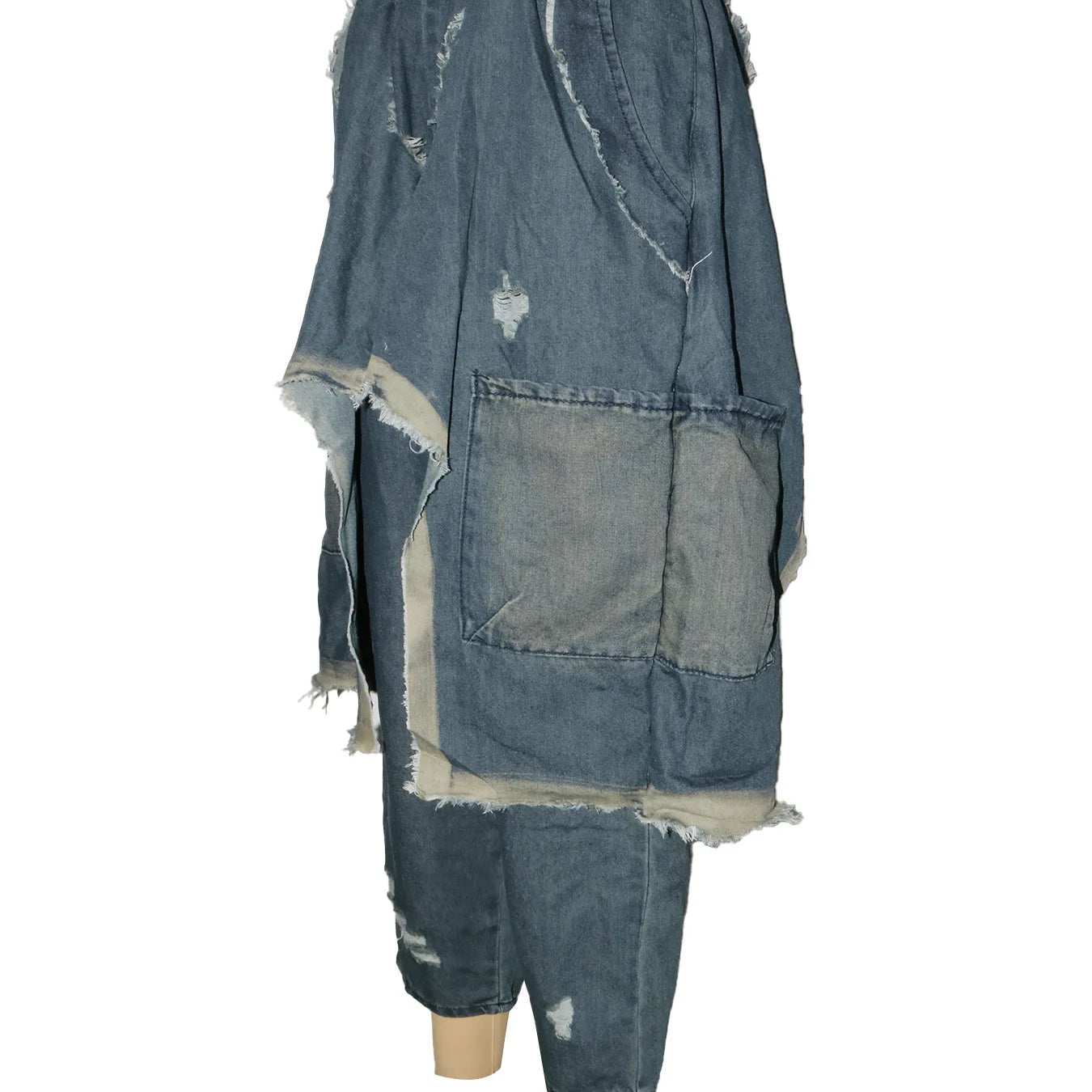 CM.YAYA Women Streetwear Ripped Out Hole Denim Pants 2025 Fall Autumn Loose Safari Style Cargo Harem Hip Hop Jeans