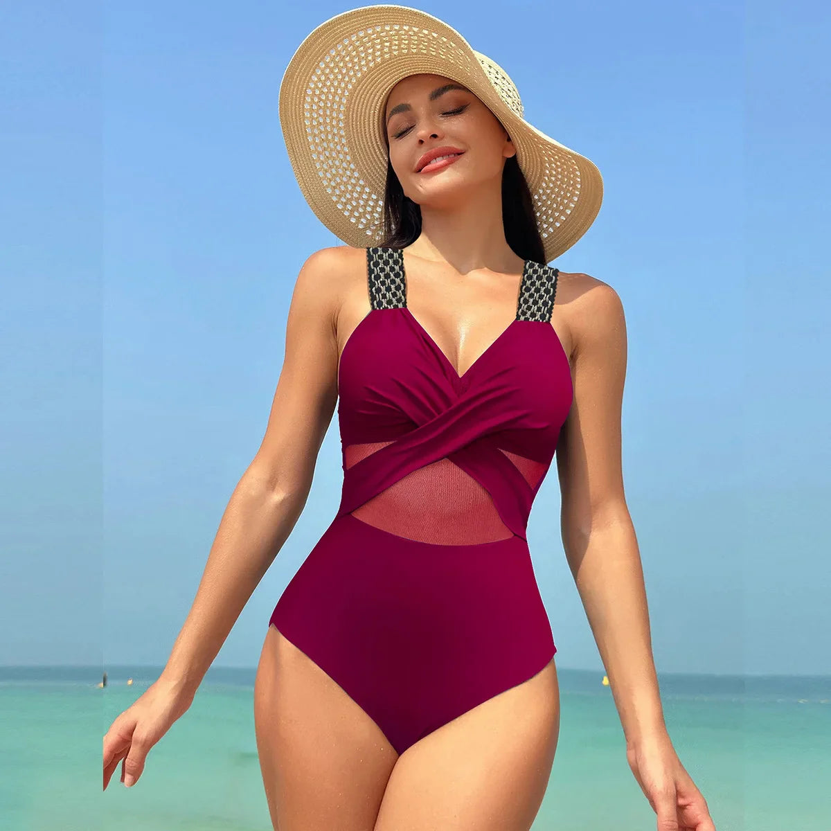 New Sexy Micro Bikini Women Push Up Padded Thong Swimsuit Female Cut Out Bathing Suit Swimwear Trajes De Baño Wine Red Color Added