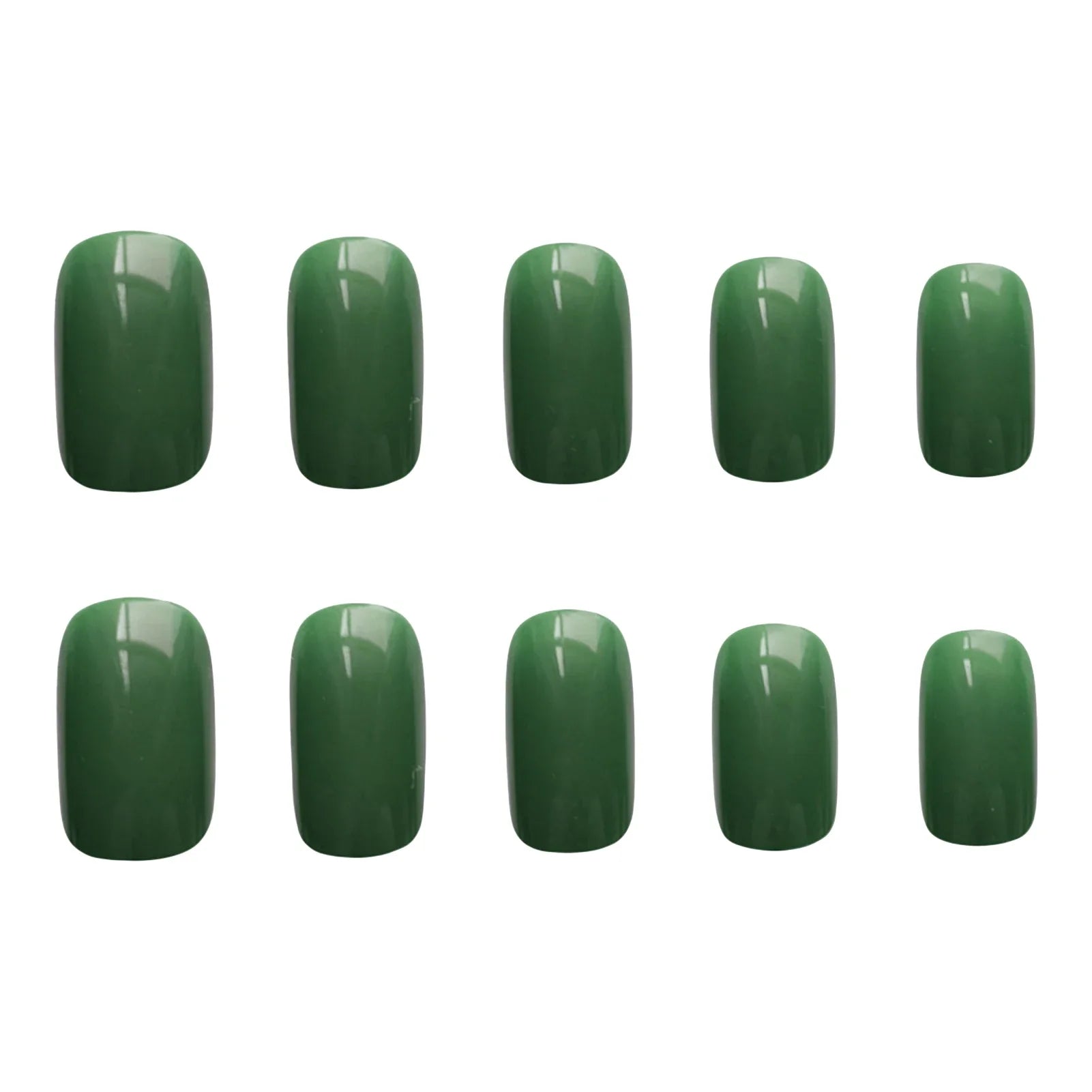 24Pcs Green False Nails Medium-length Square Press On Nails Solid Color Full Cover Acrylic Fake Nails Patches for Women Girls