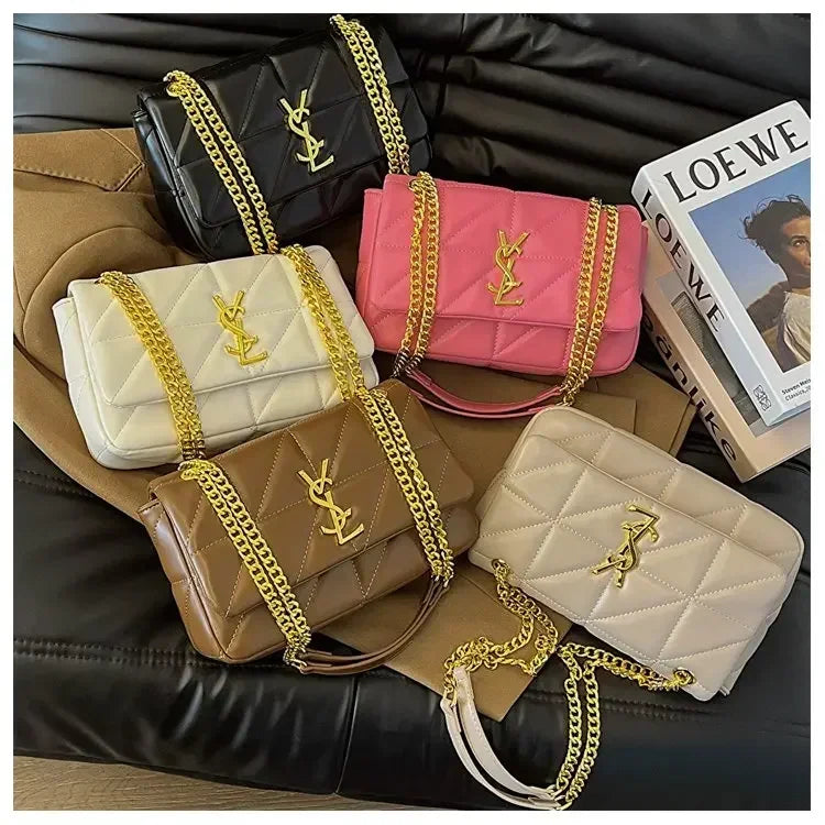 2025 Premium! Bolsa De Ombro Moderna Com Corrente De Diamante | Mensageiro Quadrado Pequeno Versátil Feminino Para Deslocamento