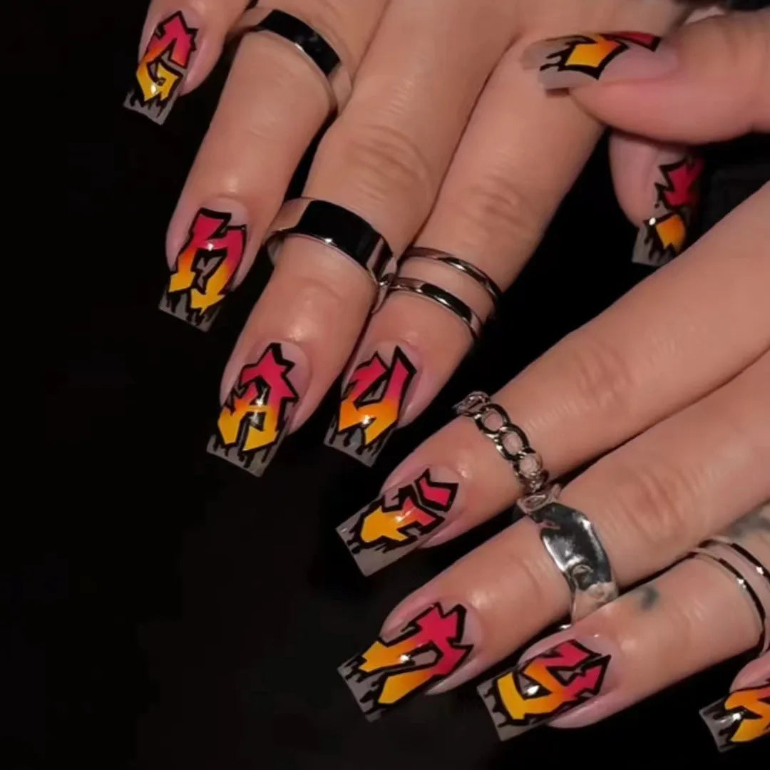 24pcs/set short Medium square fake nails for women gradient nude pink flowers french almond summer tips press on false nail art