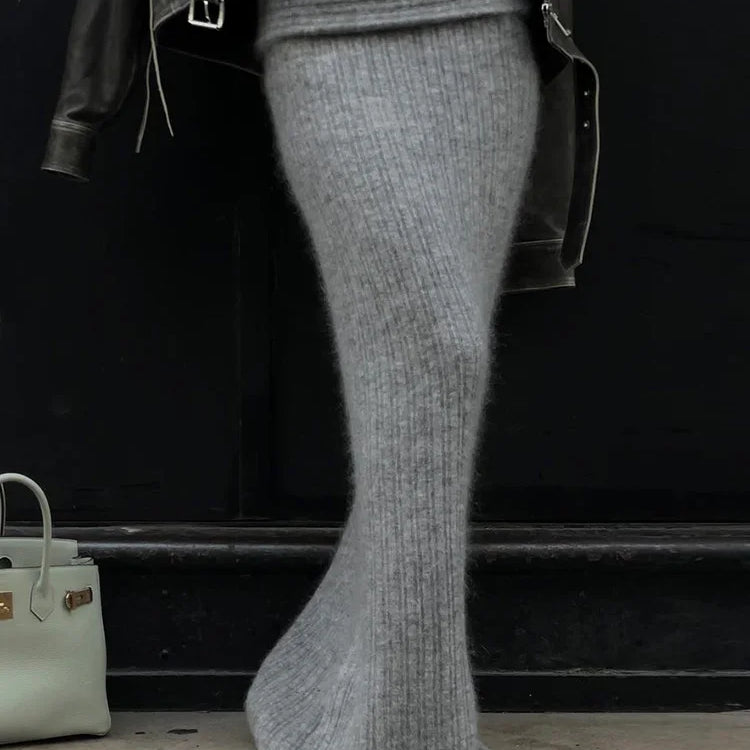 Lygens Knitting Elegant Bodycon Solid Stretchy High Waist Women'S Skirts Winter Wholesale Streetwear Korean Y2K Fashion Clothes GRAY