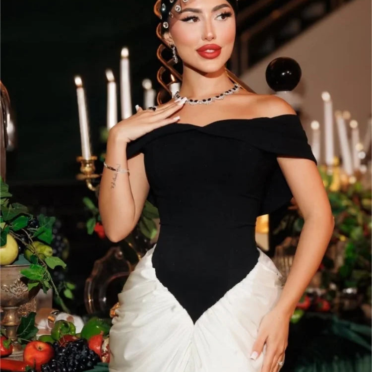 Women Sexy Slash Neck Off the Shoulder Laced-up Bodycon Floor-length Dress Evening Party Celebrate Cocktail Outfit