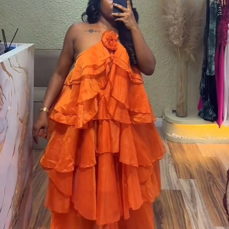 CM.YAYA Women Sleeveless Ruffles Loose Ball Gown Smock Strap Maxi Long Sexy Dress 2025 Birthday Vacation Party Dresses Vestidos