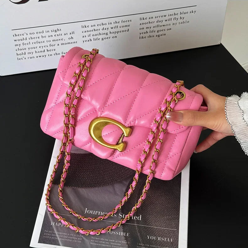 Chain Crossbody Bag New Personality Leisure All Match Diamond Check Embroidery Line Shoulder Bag Fashion Armpit Small Square Bag
