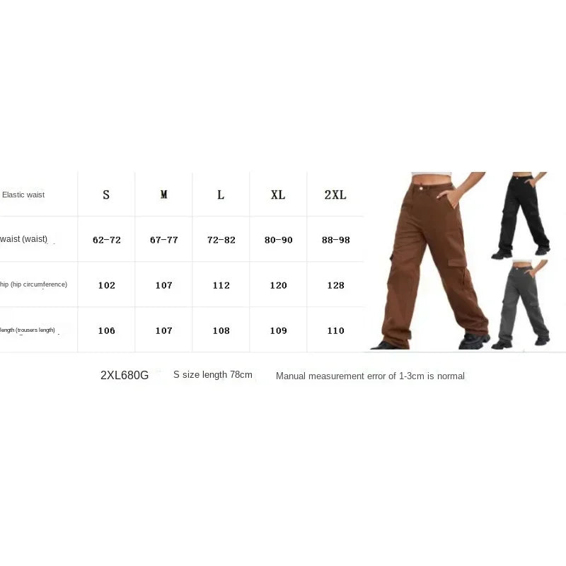 Women's trend cargo pants women New denim with semi elastic design personalized and versatile workwear pants