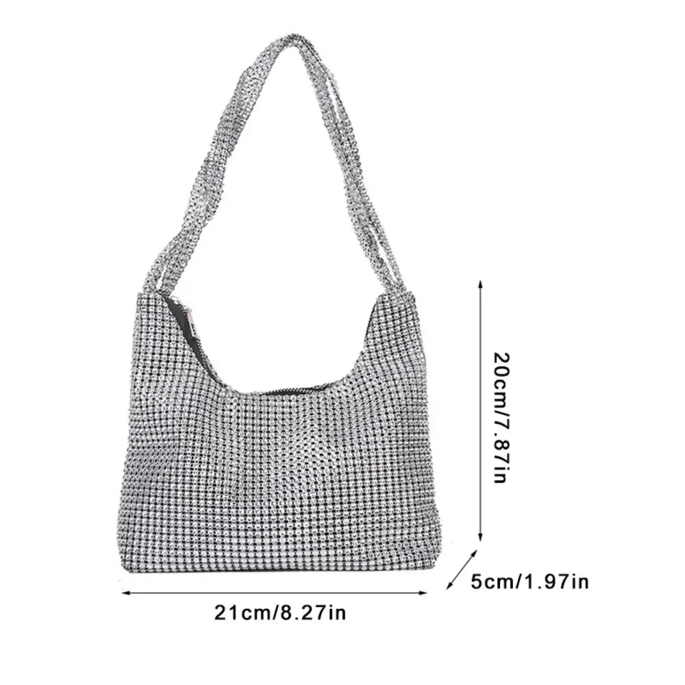 Personalized Small Waist Bags For Women Stylish Commuter Sequined Handbags Shoulder Strap Bag Lightweight Casual Shoulder Bag 4-Silver