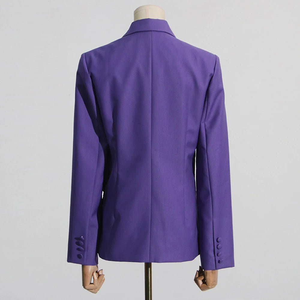 TWOTWINSTYLE Solid Slimming Spliced Appliques Elegant Jackets for Women Lapel Long Sleeves Patchwork Button Jacket Female New