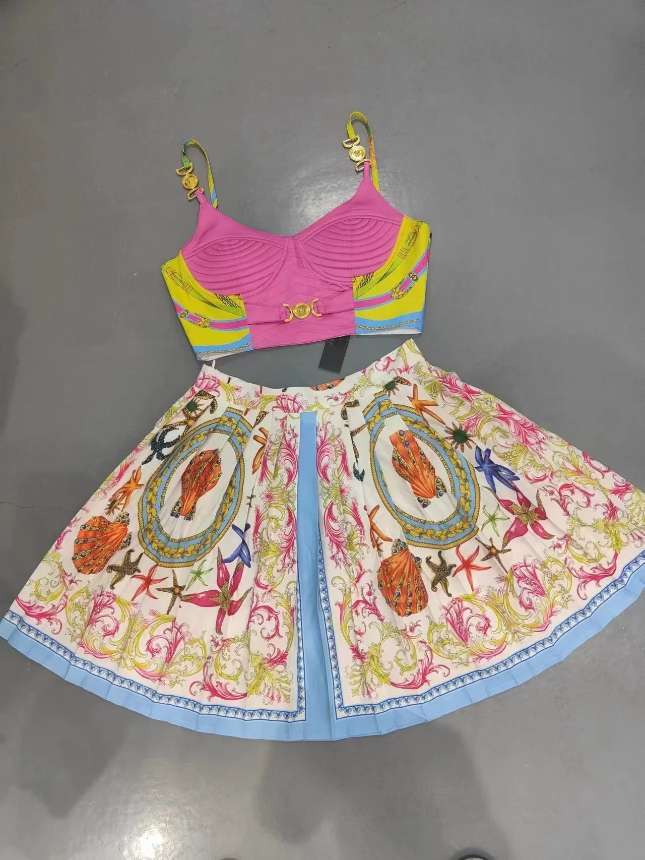 Ladies Fashion Shirt 3D Printing Corset Sexy Suspenders Womens Vest y2k Clothes New High Quality Plunge+Bustier 2 Pcs Set 5