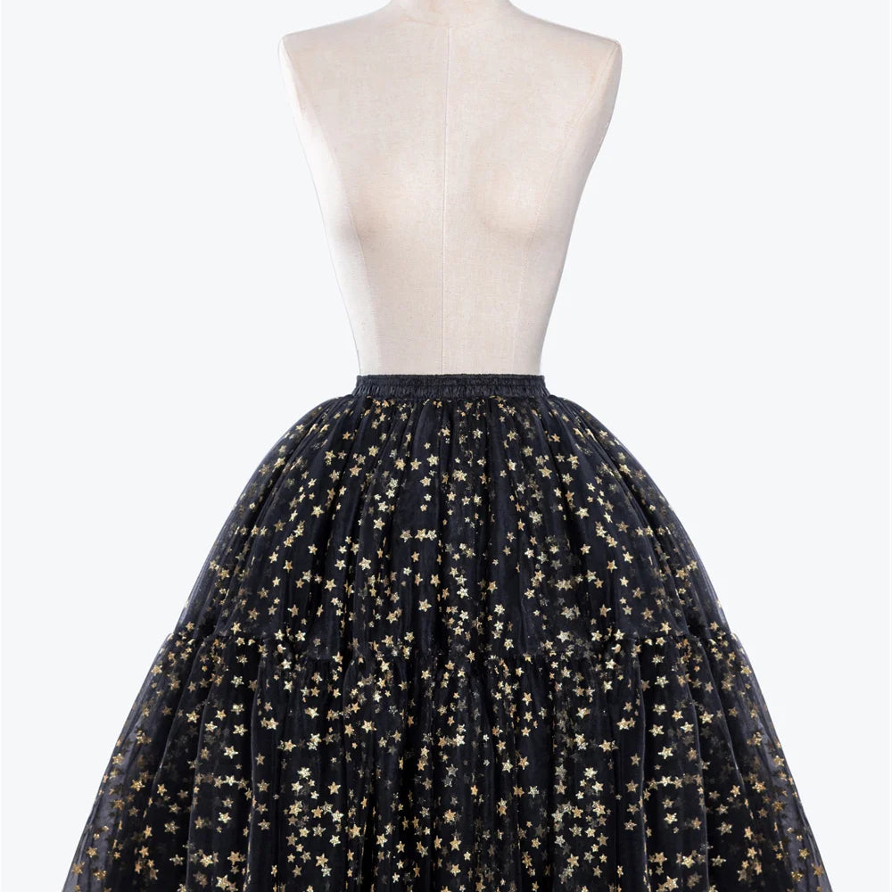 Black Multi-Layers Tulle Tutu Skirts Jupe Femme Saia Midi Summer Belly Dance High Waist Bridal Accessories Under Skirt