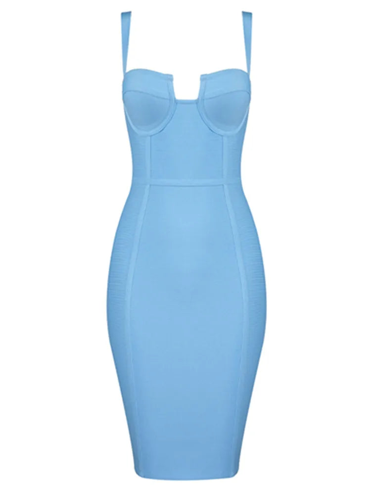 9 Colors Ladies Sexy Blue Yellow Black Rayon Women Summer Bandage Dress Celebrity Designer Fashion Party Dress Vestido