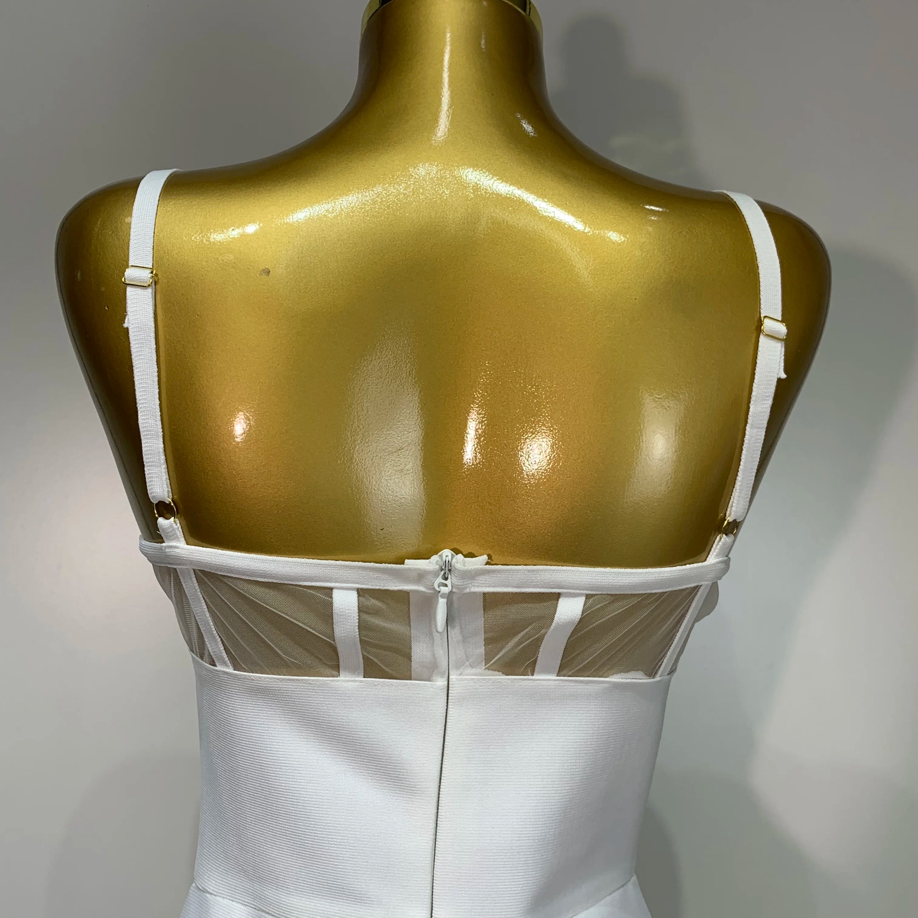 Fashion Sexy V Neck Backless Diamonds Split Women Bodycon Bandage Dress 2025 White Elegant Evening Club Party Birthday Dresses