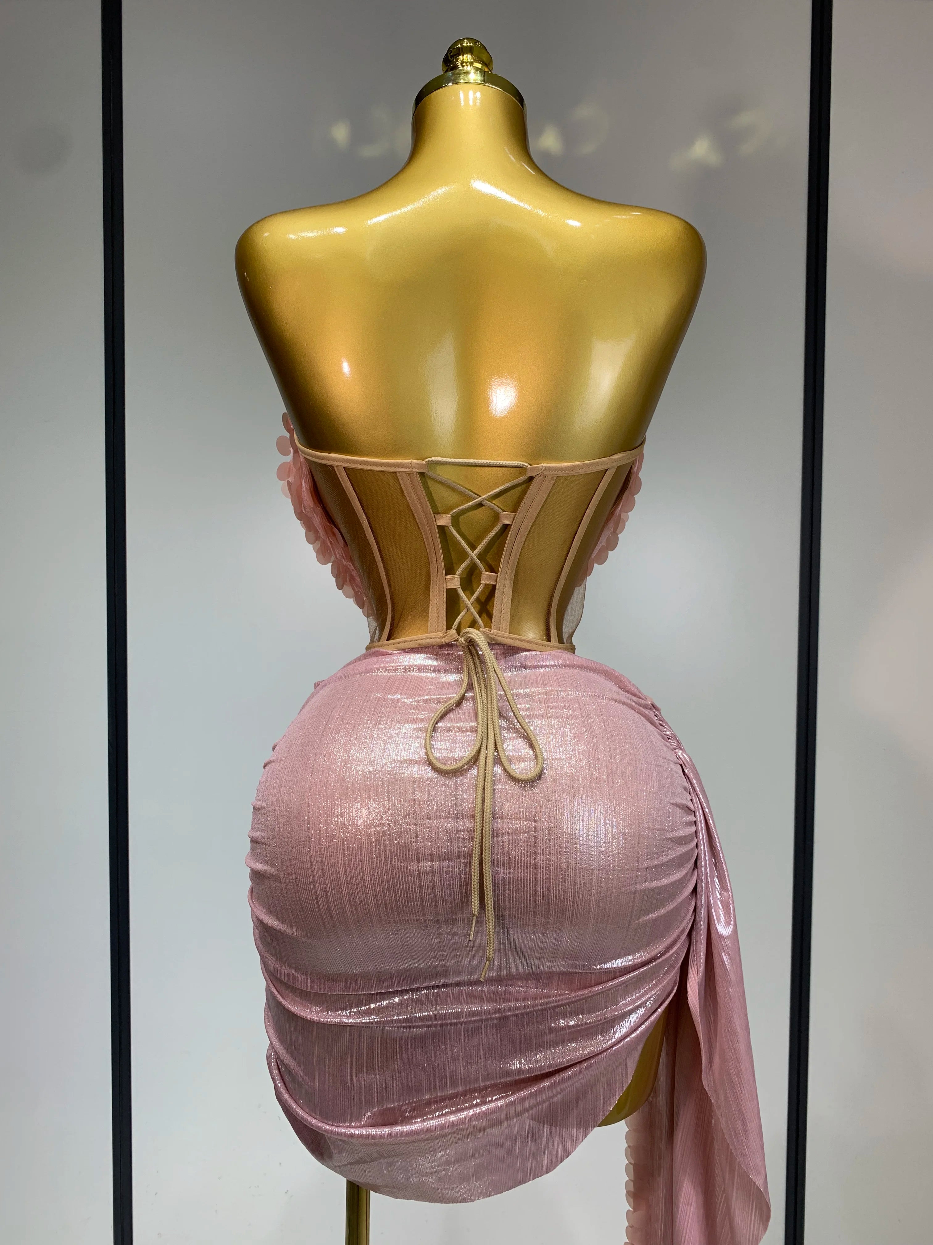 Sparkly Sequins Short Dress Women Sexy Party Evening Prom Celebrate Birthday Photo Shoot Two-piece set Nightclub Dance Costume