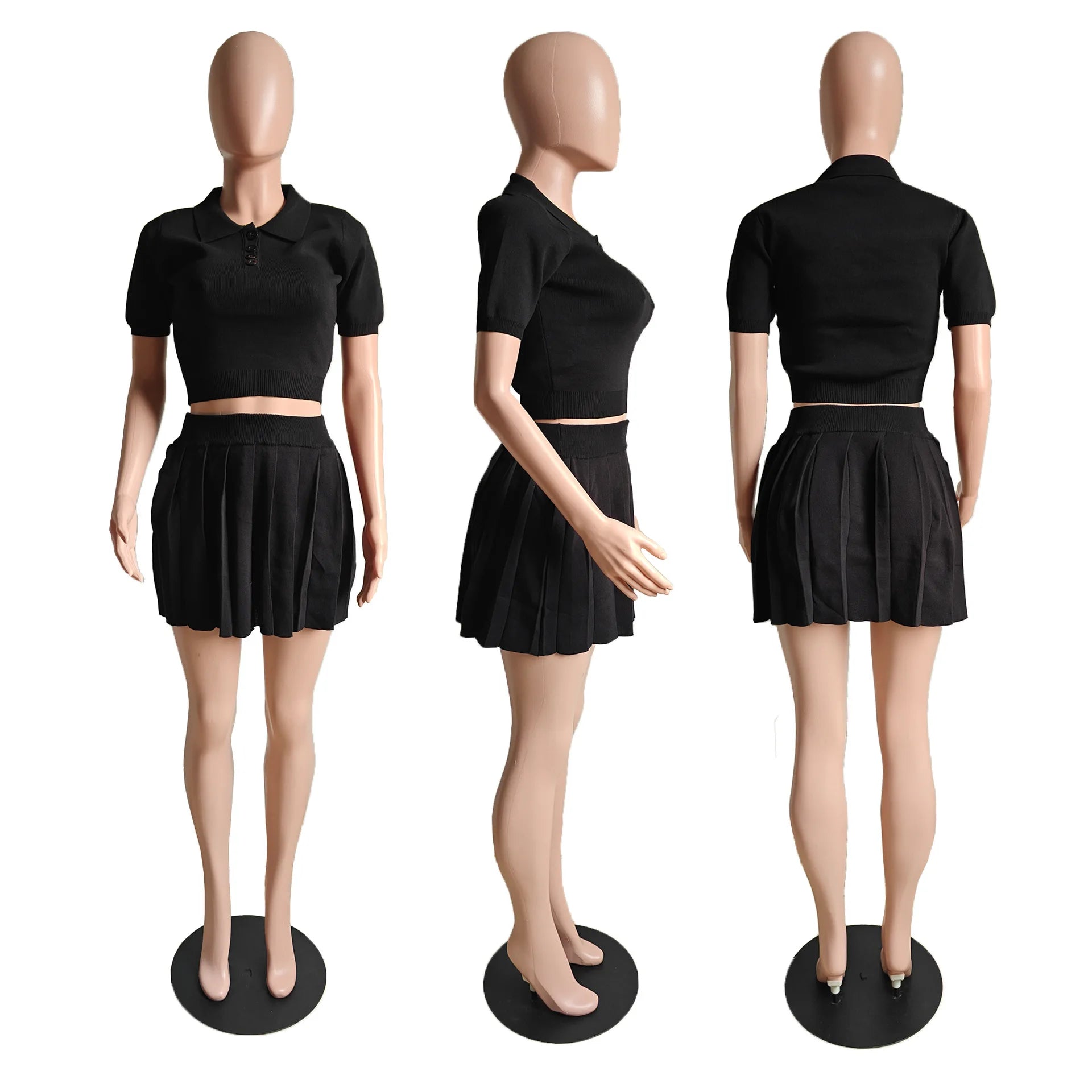 CM.YAYA Fashion Sport Women's Set Pleated Mini Skirt and Short Sleeve T-shirt Top 2024 Street Two 2 Piece Dress Sets Outfits