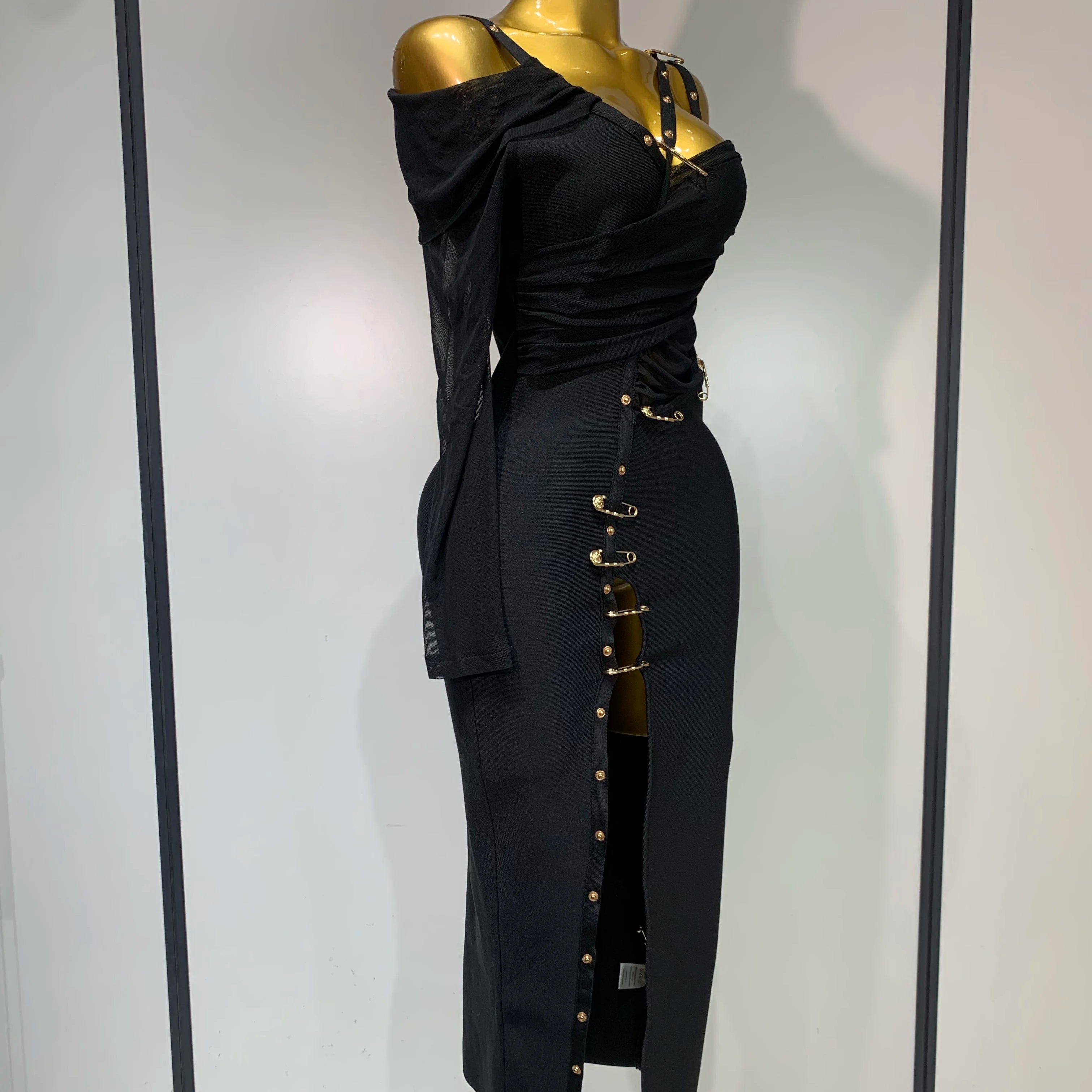 High Quality One Shoulder Long Sleeve Bodycon Bandage Dress Cocktail Evening Party Luxury Birthday Dress Celebrity Prom Gown