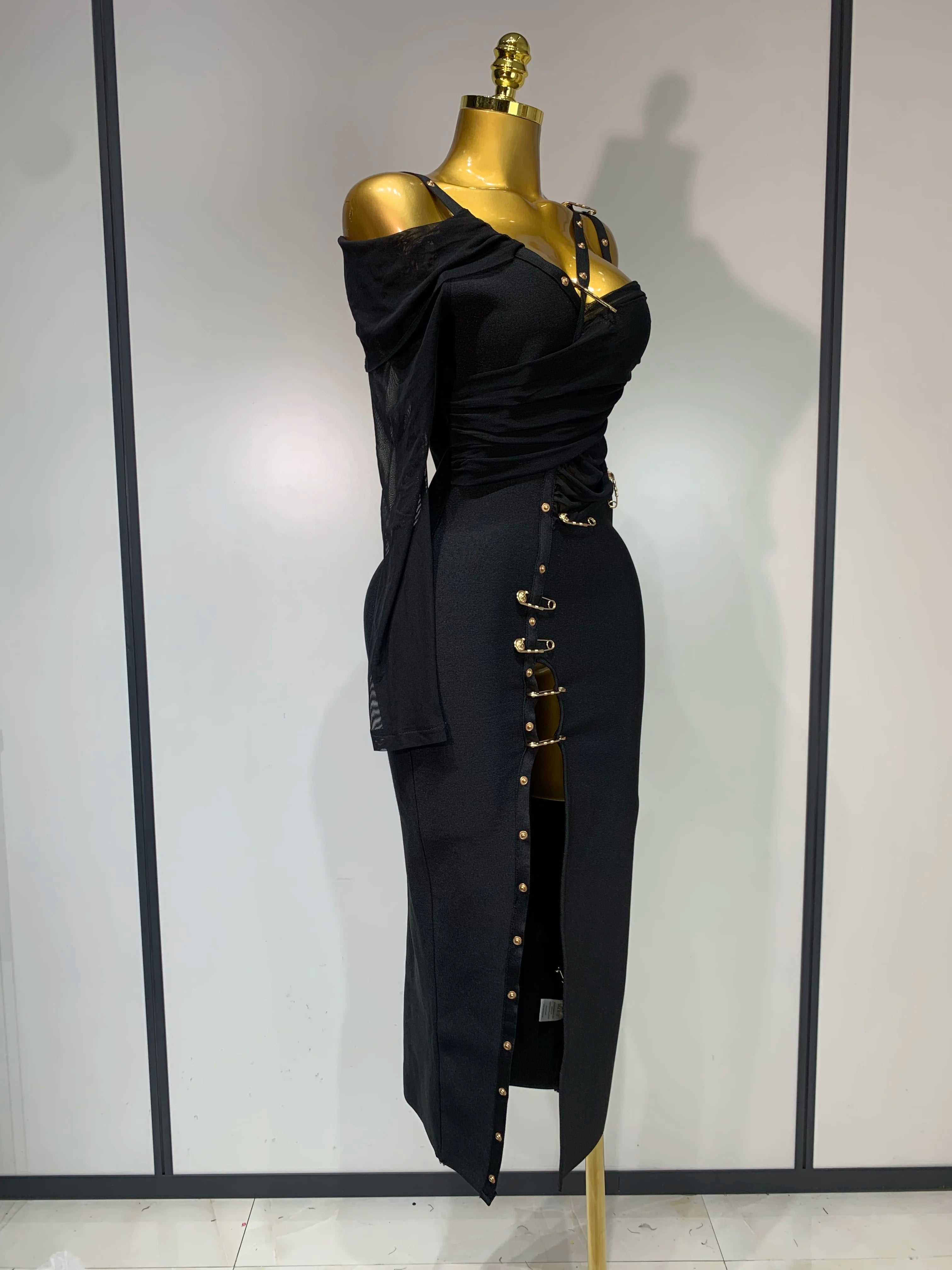 High Quality One Shoulder Long Sleeve Bodycon Bandage Dress Cocktail Evening Party Luxury Birthday Dress Celebrity Prom Gown