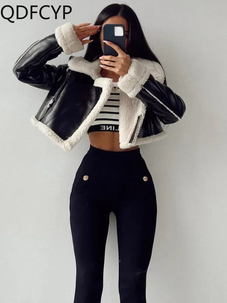 Autumn Winter Women's Leather Jacket Coat Fashion Vintage Zippers Faux Leathers Casual Simple Cool Short Soft Warm Coats