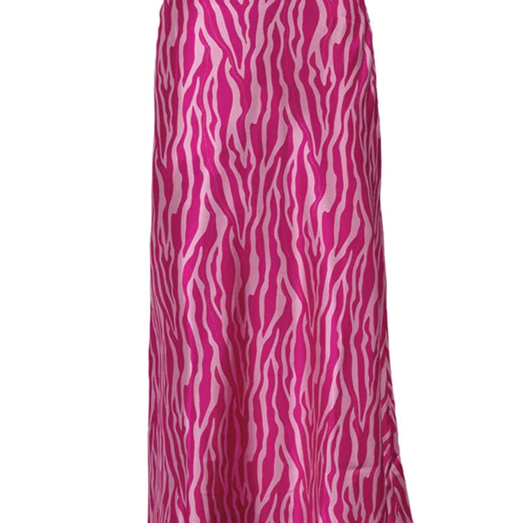 2023 Summer Autumn Women Elegant Midi Satin Skirts Printed High Waist Office Ladies Bodycon Pencil Slim Skirt For Women