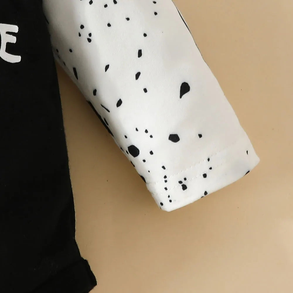 Halloween Baby Boy 2Pcs Outfits Grimace Letter Printing Hooded Long-sleeved Top and Bodysuit Elastic Pants set Fall Clothes