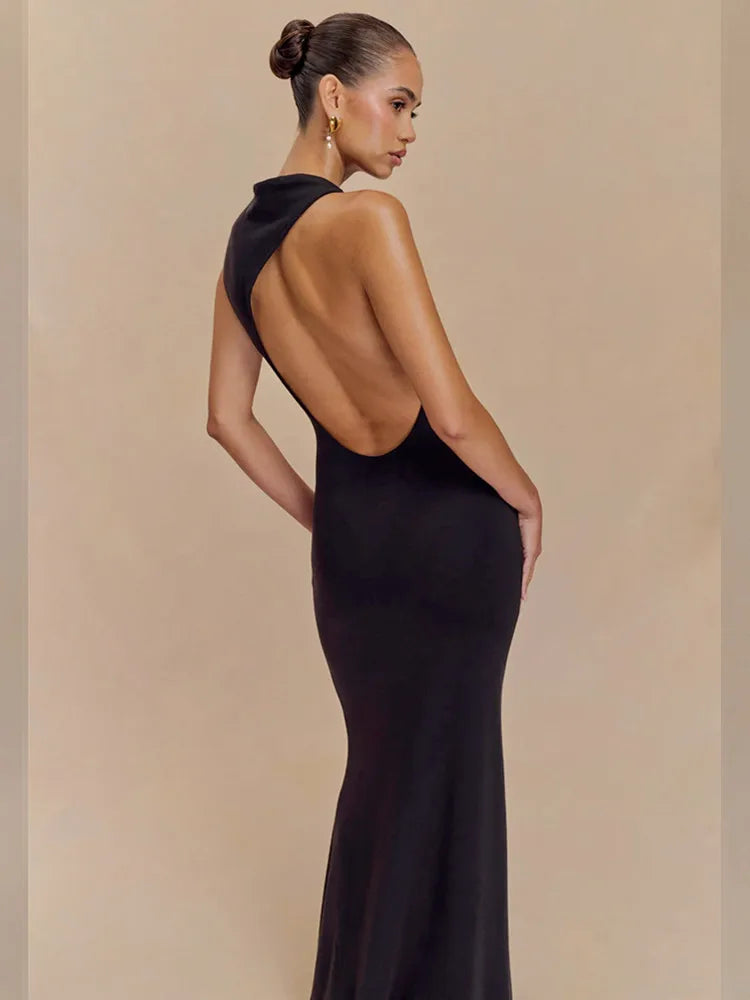 Ladies Women Sexy O Neck Tank Beige Black Maxi Long Celebrity Bodycon Bandage Dress 2025 Elegant Evening Club Party Dress