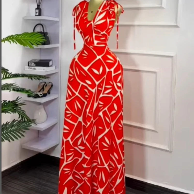 CM.YAYA Women Tie Dye Printed Sleeveless Big Swing Maxi Long Dress 2025 Summer Holiday Birthday Sexy Club Party Evening Dresses