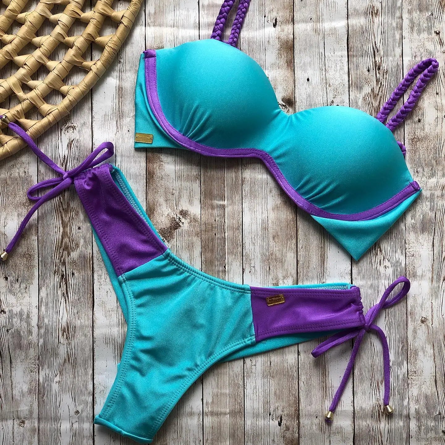 Sexy Bikinis Sets Push Up Women's Swimsuit Tie Side G-String Vintage Solid Swimwear Chest Pad Summer Beachwear Bathing Suit MA24427B1