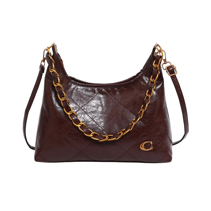 2025 Fall Winter Chain Strap Bag, Niche Shoulder Purse for Women, Versatile Crossbody Tote, Minimalist Day-to-Night Bag Commuter