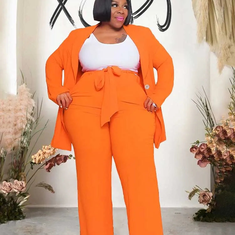 2 Piece Sets Women Outfit Winter Long Sleeve Sexy Pant Suits with Blazers Ladies Chic and Elegant Blazer Set Female Plus Size