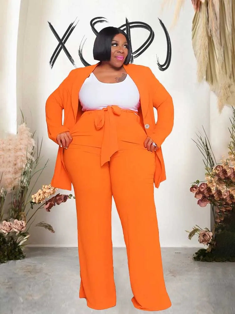 2 Piece Sets Women Outfit Winter Long Sleeve Sexy Pant Suits with Blazers Ladies Chic and Elegant Blazer Set Female Plus Size