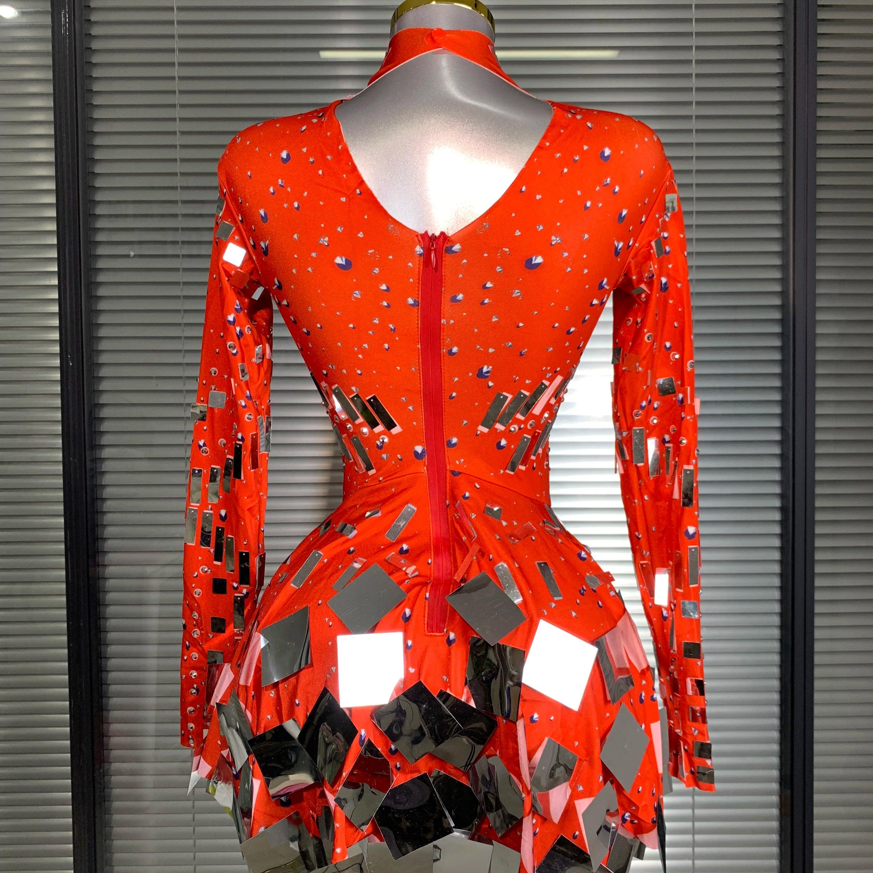 New Celebrity Women Sexy Stretched Mini Night Club Sparkly Sequins Performance Costume Stage Dancer Party Dress