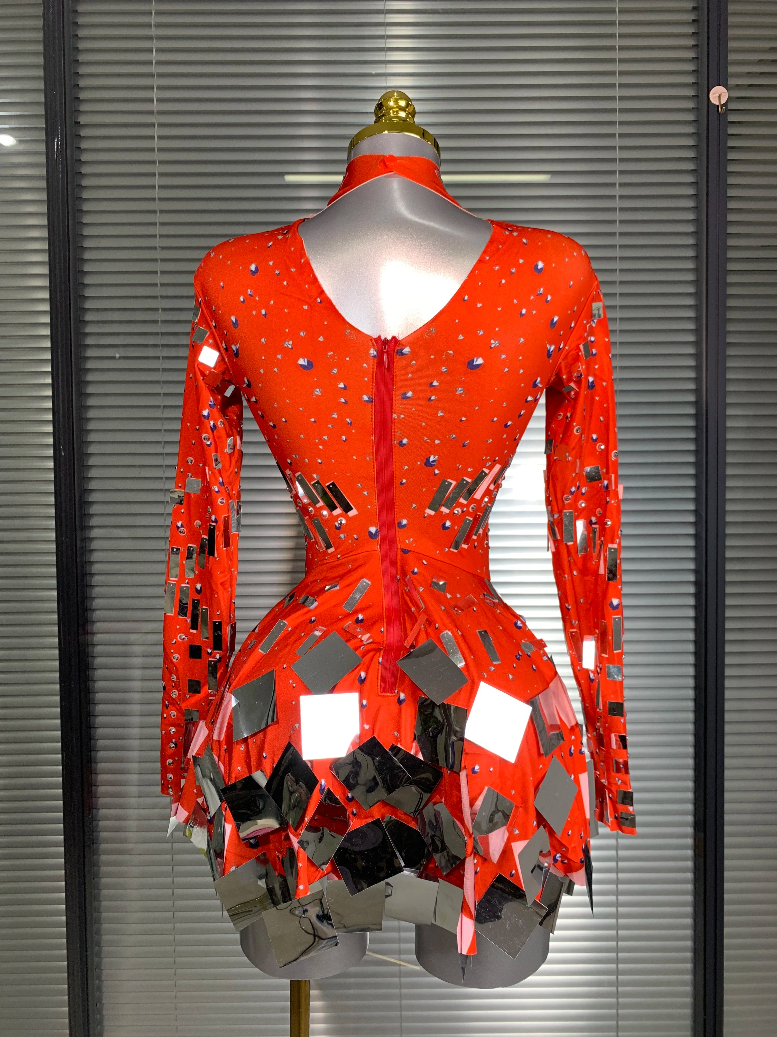 New Celebrity Women Sexy Stretched Mini Night Club Sparkly Sequins Performance Costume Stage Dancer Party Dress