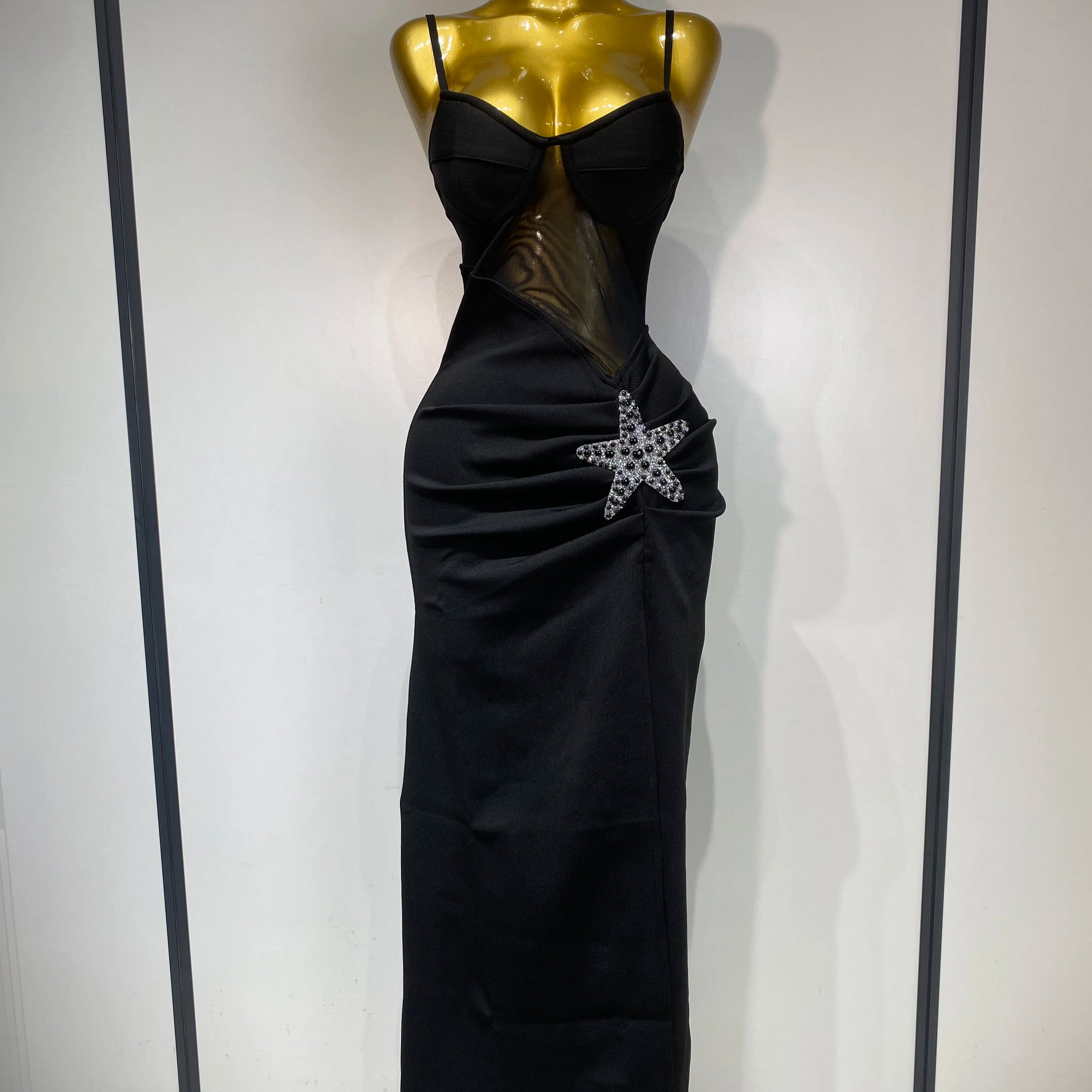 Sexy Long Dress Starfish Decoration Bandage Dress Women 2025 Elegant Style Fashion Evenig Party Luxury Birthday Prom Gowns