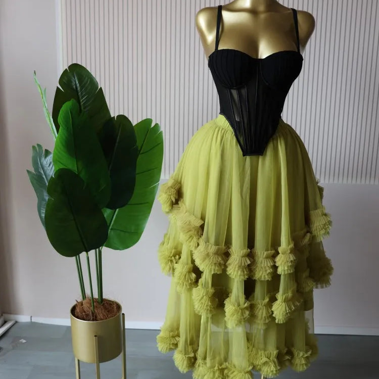 CM.YAYA Women's Dress Set Sleeveless Strap Tops and Pleated Tiered Skirts Suit Elegant Vacation Birthday Two 2 Piece Set Outfits