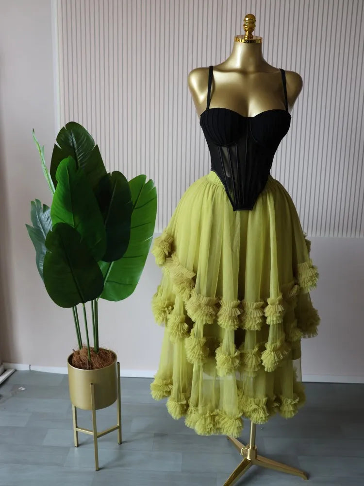 CM.YAYA Women's Dress Set Sleeveless Strap Tops and Pleated Tiered Skirts Suit Elegant Vacation Birthday Two 2 Piece Set Outfits